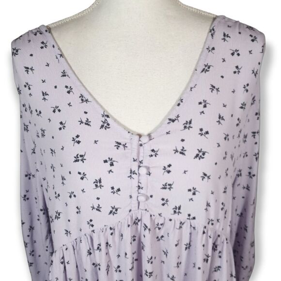 THE NINES BY HATCH LAVENDER & BLACK FLORAL MATERNITY TOP SZ.L EUC - Picture 2 of 7